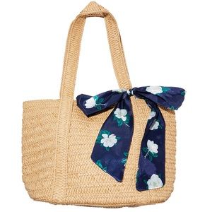 Draper & James Straw Bag with Floral Scarf